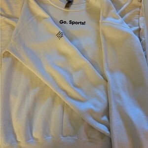 Go, Sports! White Barstool Sports Graphic Crewneck Sweatshirt